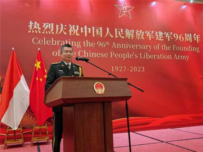 圖為徐勝武官致辭。中國駐印度尼西亞使館供圖