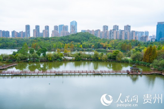 秋日時(shí)節(jié)，觀山湖公園景色美不勝收。人民網(wǎng) 陽茜攝