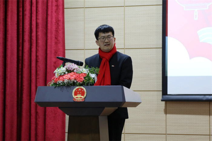 中國駐阿爾及利亞大使李健致辭。中國駐阿爾及利亞大使館供圖