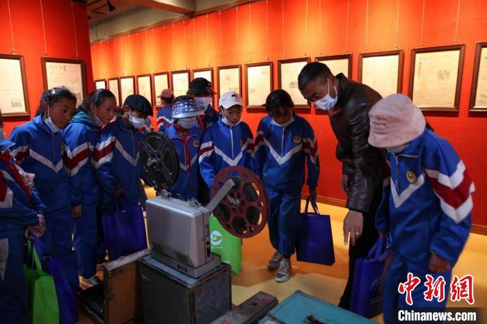 資料圖為玉樹市第四完小學(xué)生參觀鑄牢中華民族共同體意識主題展?！『F龍 攝