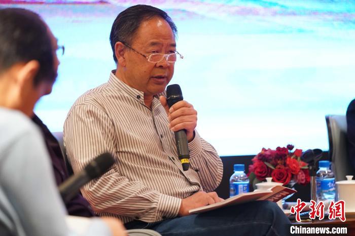 圖為青海省藝術研究所所長、文化學者耿占坤發(fā)表觀點?！√K丹 攝