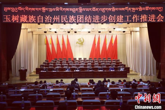 圖為玉樹州民族團(tuán)結(jié)進(jìn)步創(chuàng)建工作推進(jìn)會(huì)現(xiàn)場(chǎng)?！『F龍 攝