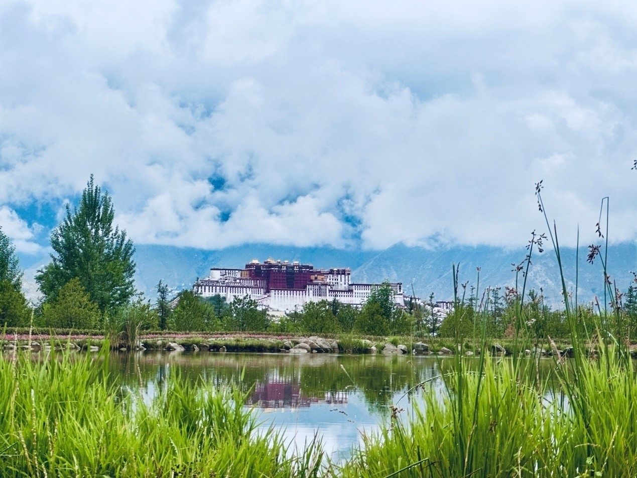 在南山公園遠眺布達拉宮。人民網(wǎng)記者 益西康珠攝